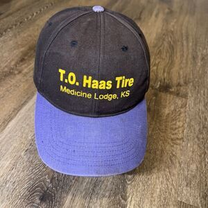 Vintage 90s Tire Truck Snapback Hat Black Purple‎ Work Chore Trucker Farm Faded